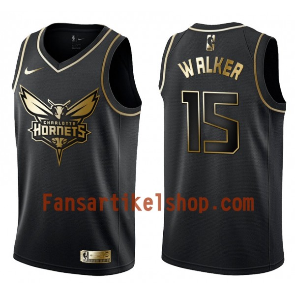 NBA Charlotte Hornets Trikot Kemba Walker 15 Nike Schwarz Golden Edition Swingman - Herren NBA Charlotte Hornets Trikot Kemba Walker 15 Nike Schwarz Golden Edition Swingman - Herren